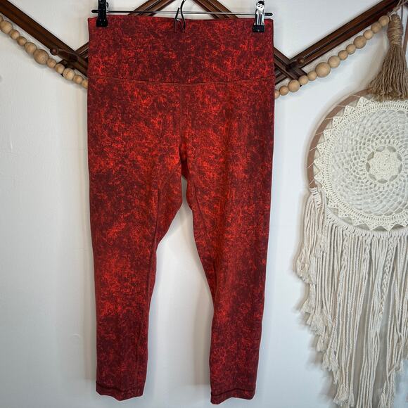 Lululemon Wunder Under Autumn Red Black Leggings - Picture 1 of 5